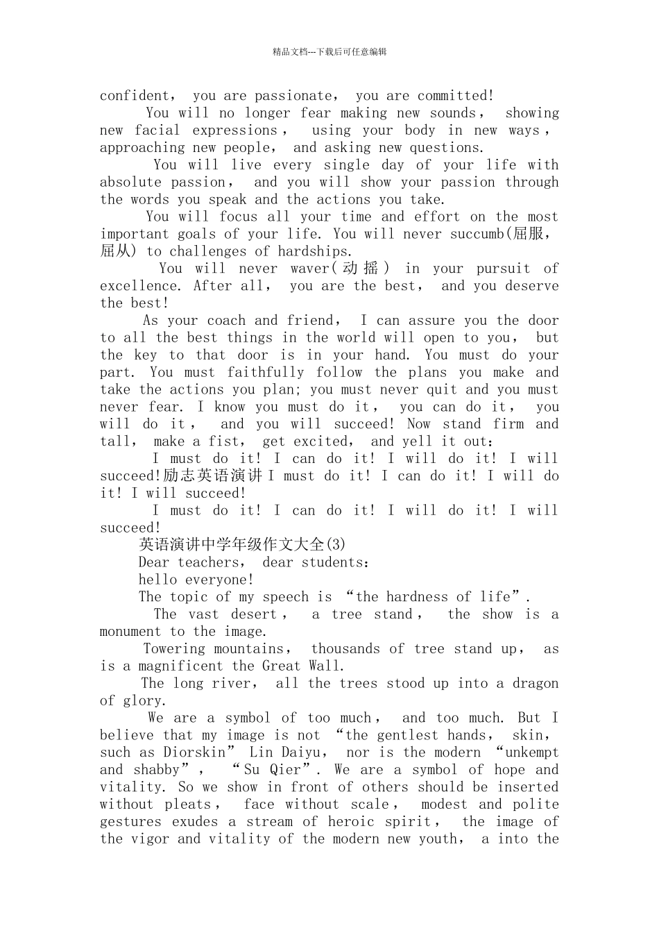 英语演讲中学年级作文2024年5篇_第3页