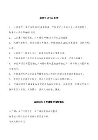 班组长QHSE职责
