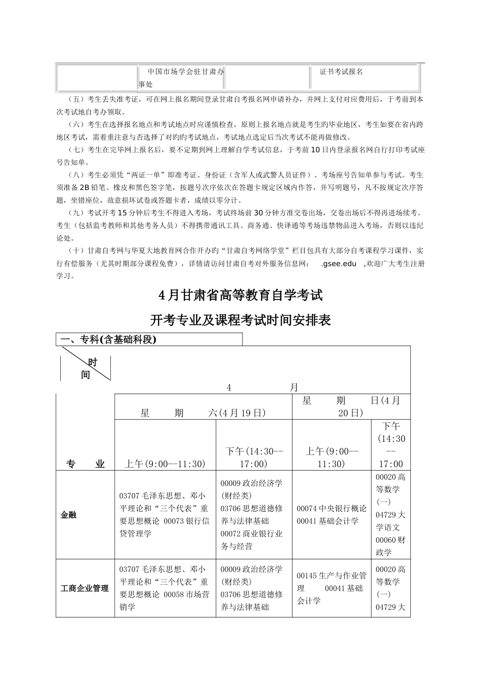 2025年上半年甘肃省高等教育自学考试报考简章_第3页