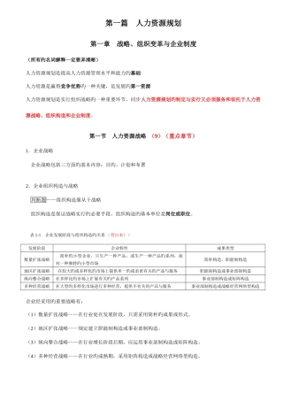 2025年人力资源二级知识点整理纲要