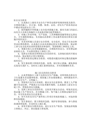 2025年安全职责队长副队长安全员