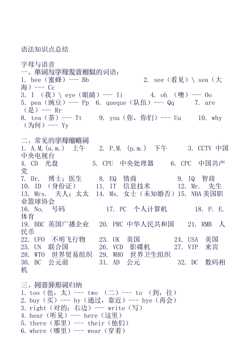2025年小升初新版知识点总结_第1页