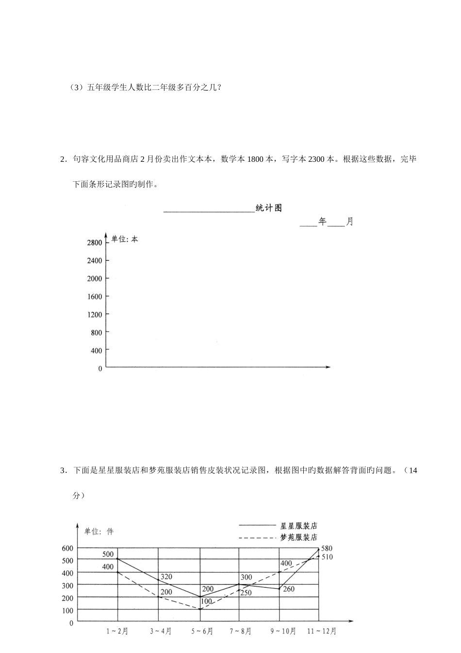 2025年六年级小升初数学专项练习简单的统计_第3页
