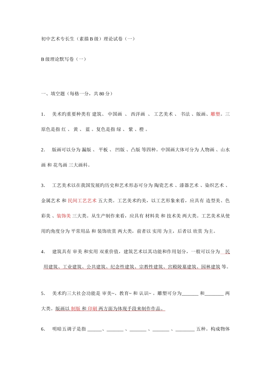 2025年中学生等级考试西画书法项目理论知识_第1页