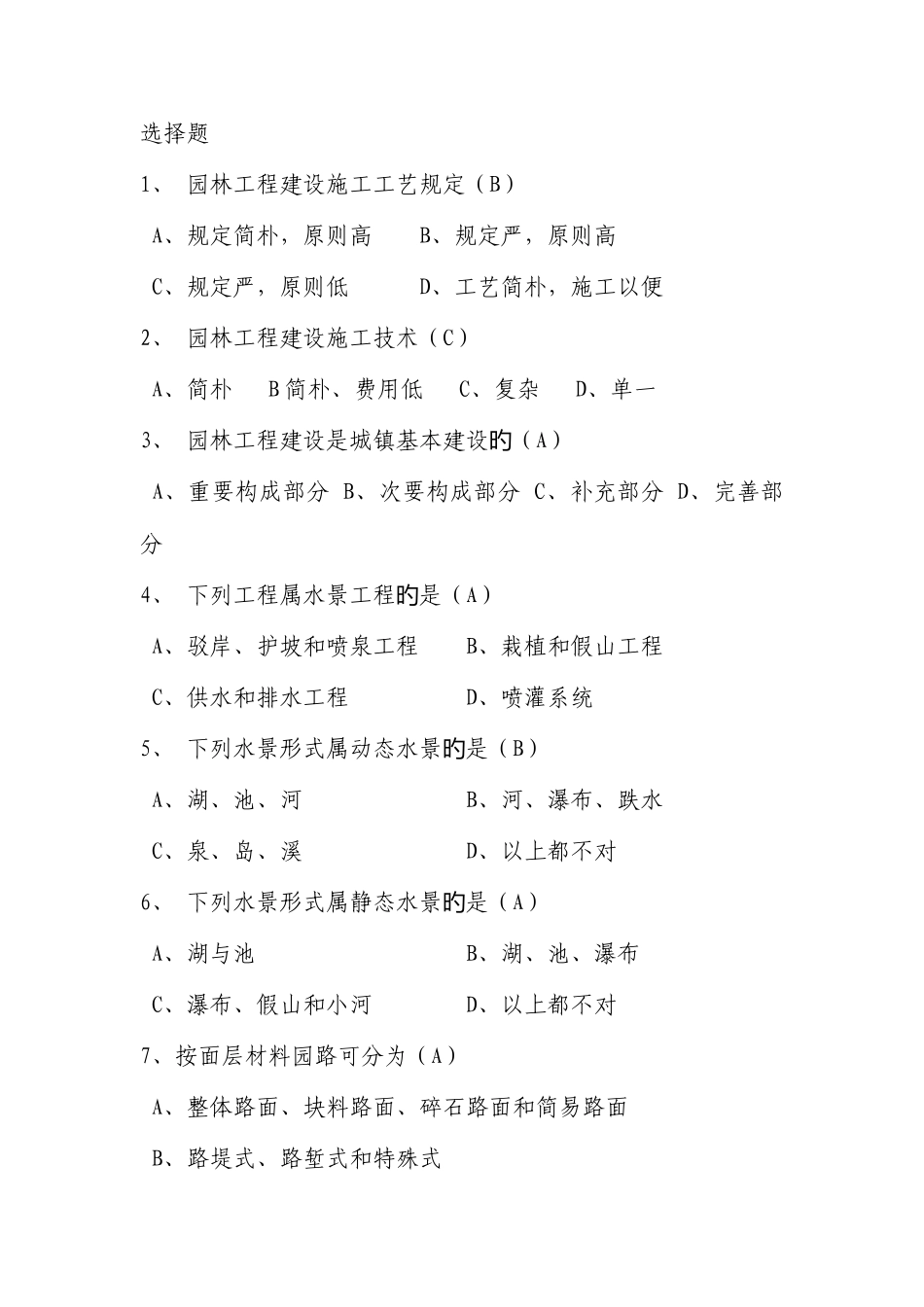 2025年助理园林工程师理论考试题库_第1页