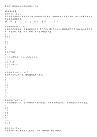 2025年详细整理版日语助词的分类和用法归纳