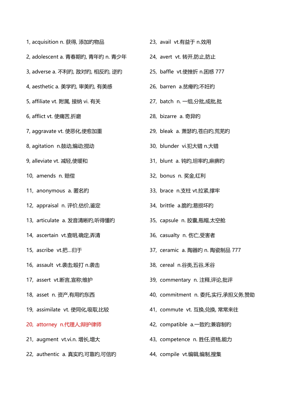 2025年六级核心高频词汇表_第2页