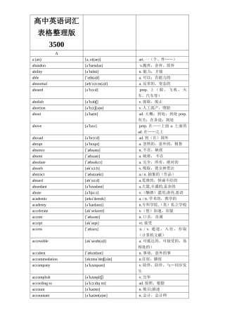 2025年高考英语词汇表格排版3500词