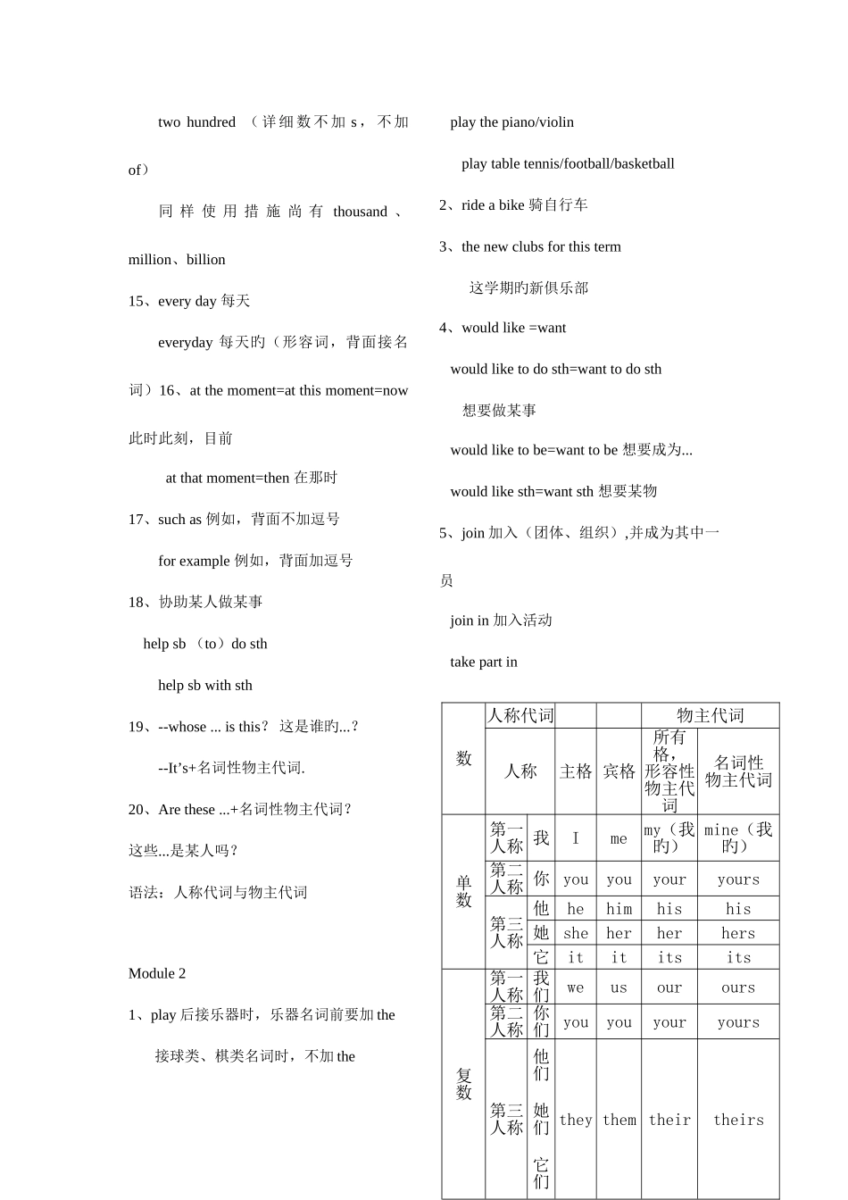 2025年外研版春七年级下册知识点总结个模块_第2页