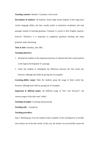 2025年四川教师资格试讲外研版高中英语必修三Module2GrammarLinks