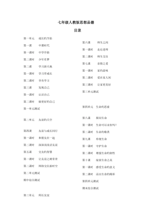 2025年人教版七年级上册道德与法治知识点总结