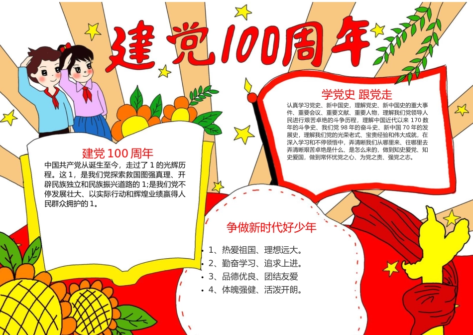 2025年庆祝建党100周年七一建党节手抄报小报_第2页