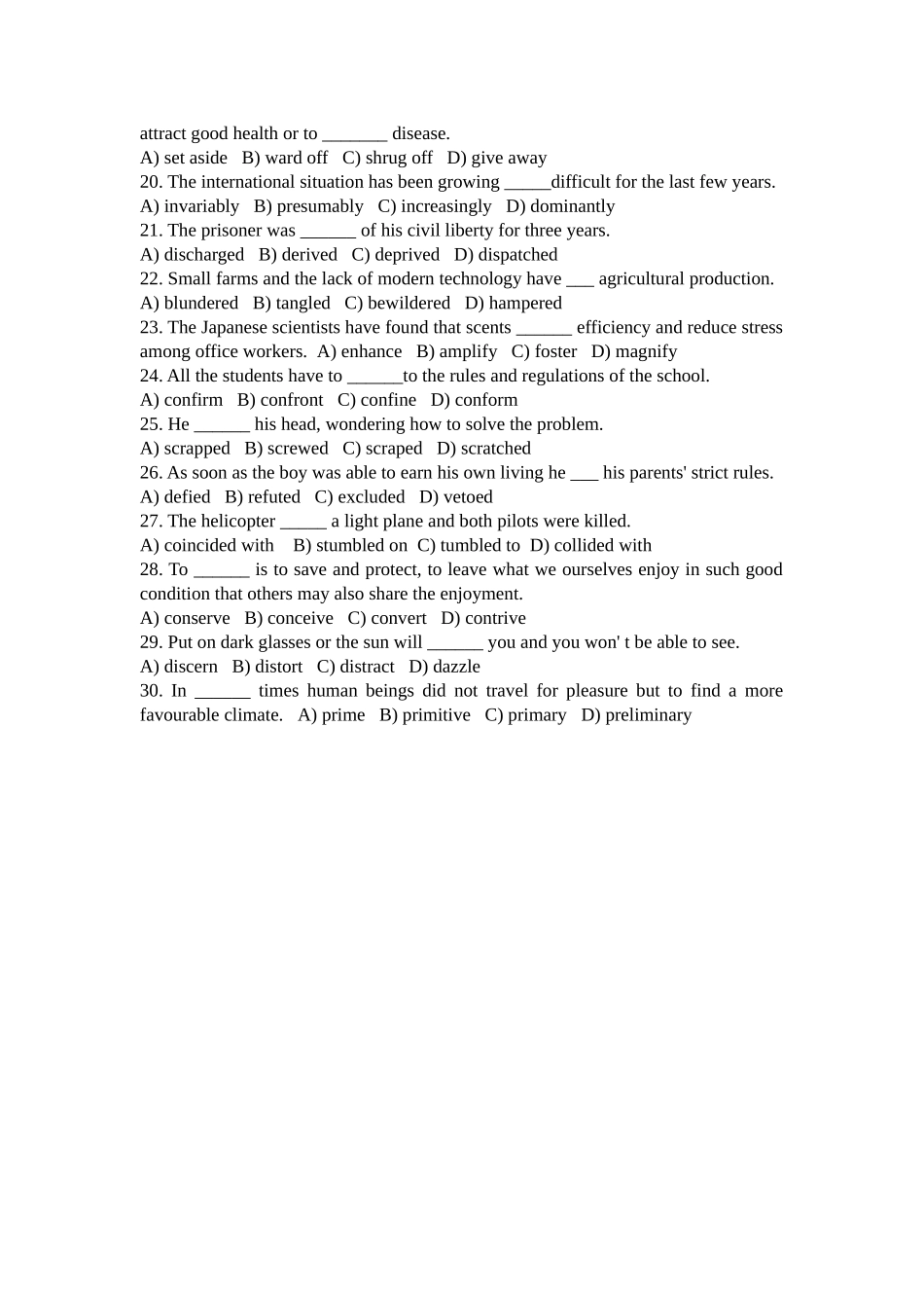 2025年大学英语六级词汇真题练习卷_第2页