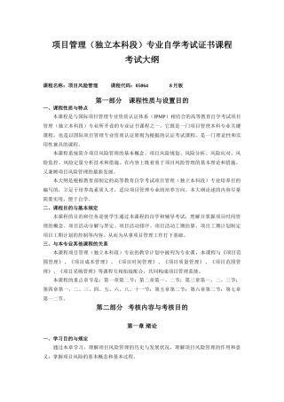 2025年项目风险管理考试大纲zlk