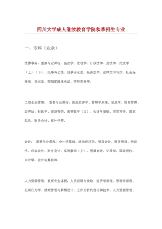 2025年四川大学成人继续教育学院春季招生专业眉山职业技术学院