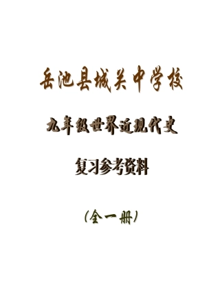 2025年九年级全册世界史复习参考资料已完善