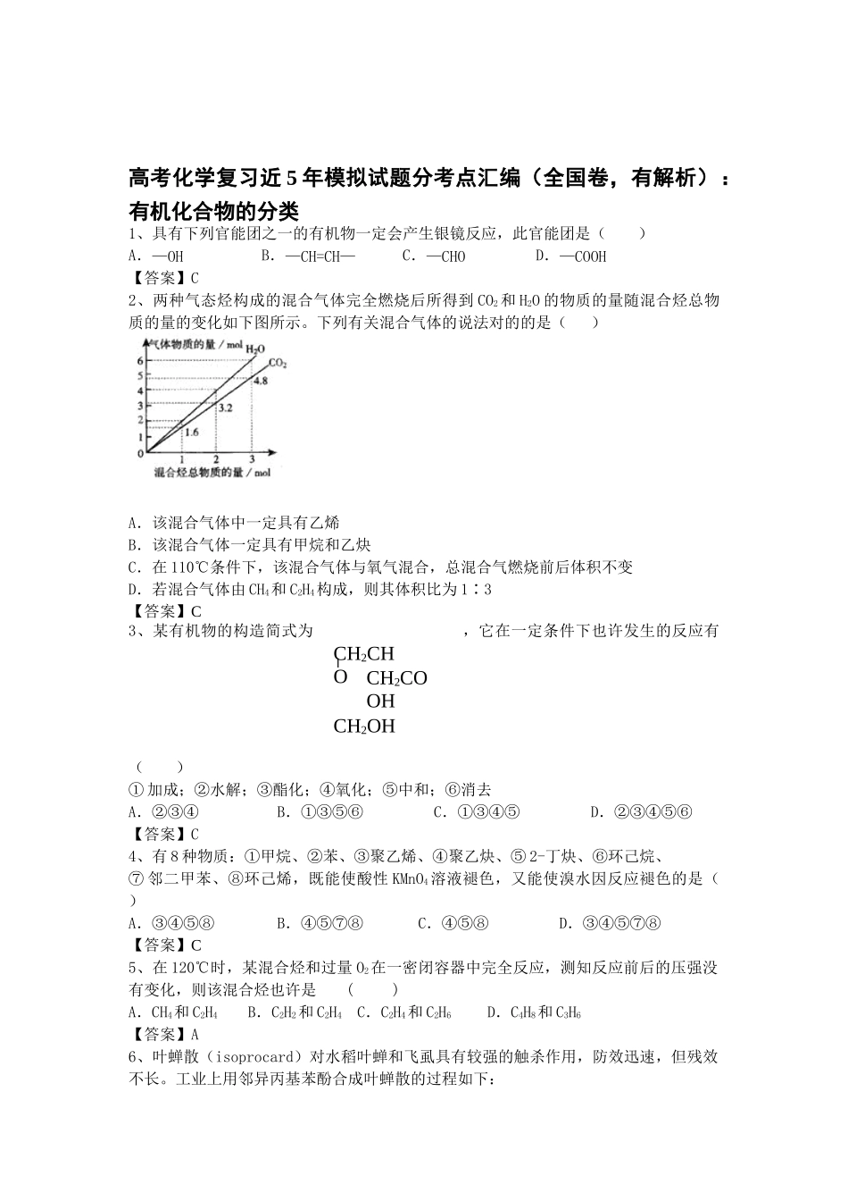 2025年高考化学考点模拟复习测试题_第1页