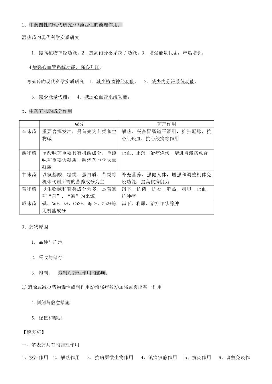 2025年中药药理学期末考试知识点总结_第1页