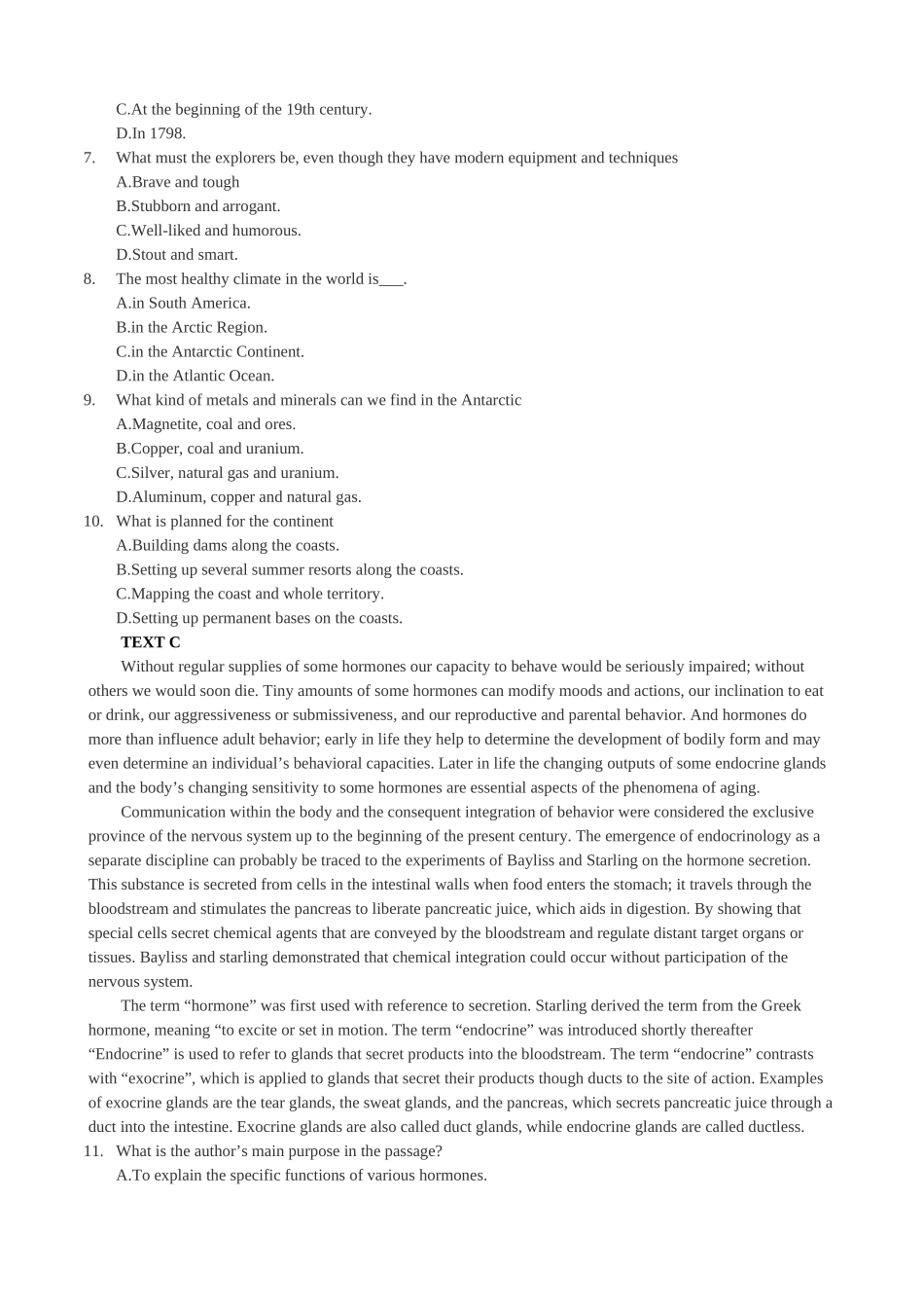 2025年大学英语专业四级阅读理解模拟试题含答案_第3页