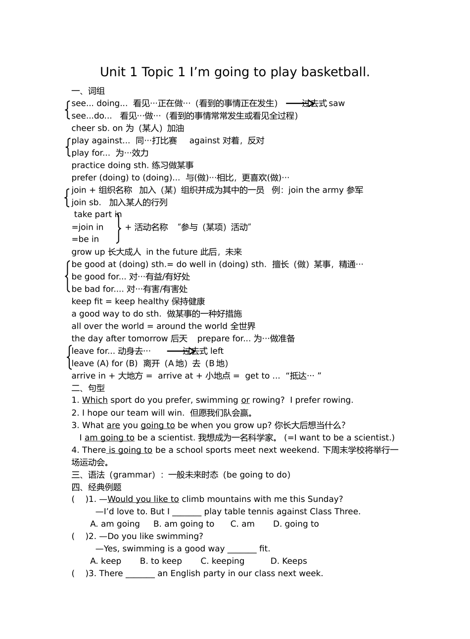2025年仁爱英语八上知识点复习+习题Unit_第1页
