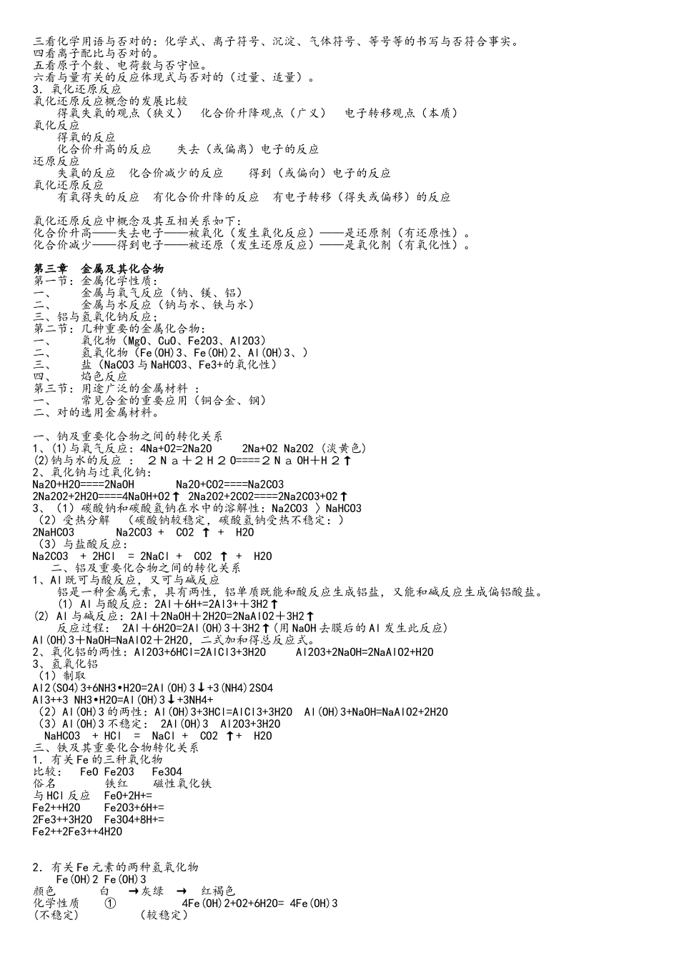 2025年高一化学必修一知识点及方程式总结_第3页