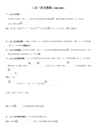 2025年二元一次方程组知识点整理典型例题练习总结