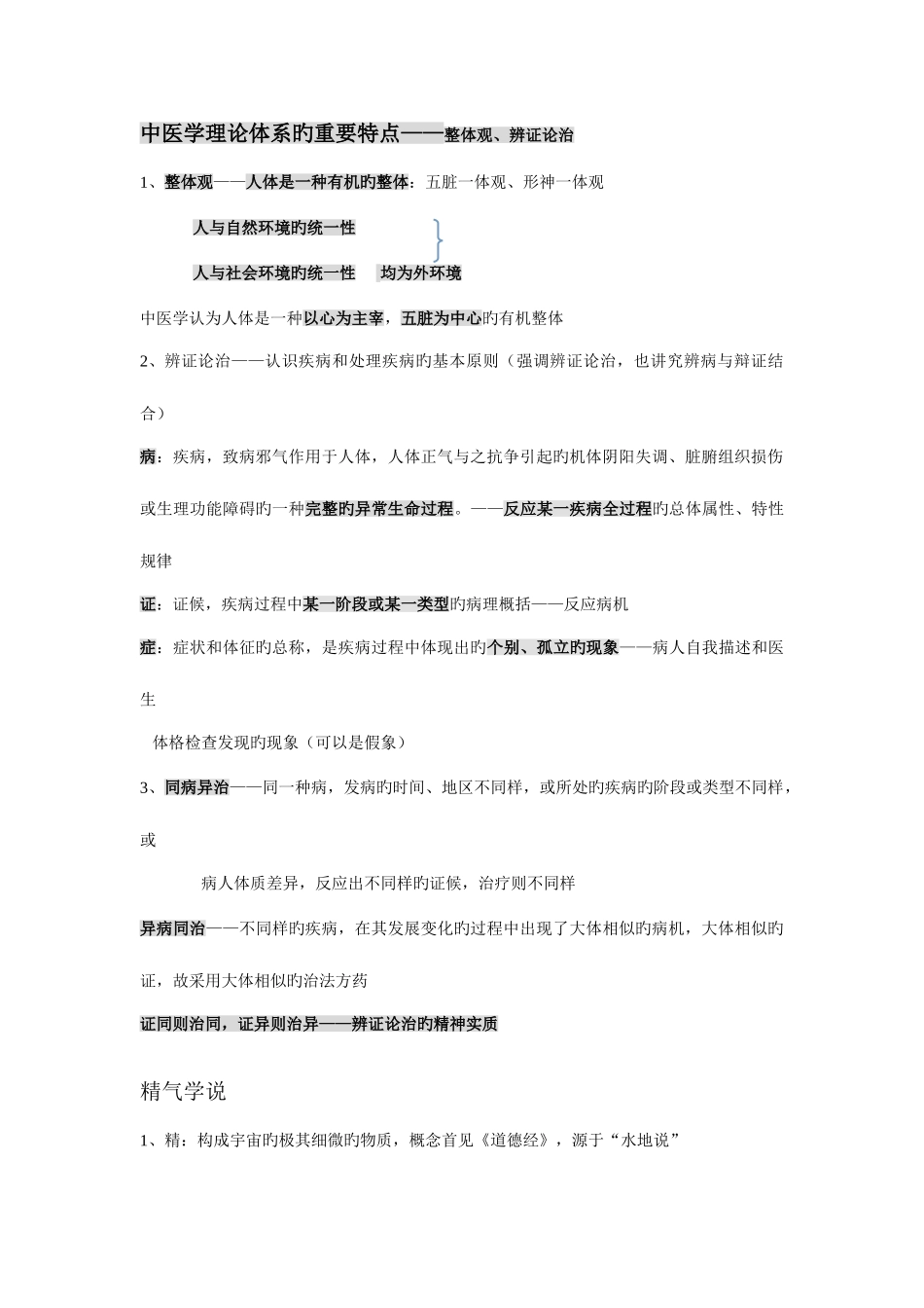 2025年中医执业医师考试中医基础理论重点_第1页