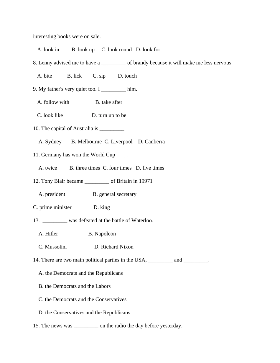 2025年上海初中英语竞赛试题答案_第2页