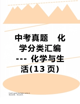 2025年中考真题化学分类汇编化学与生活