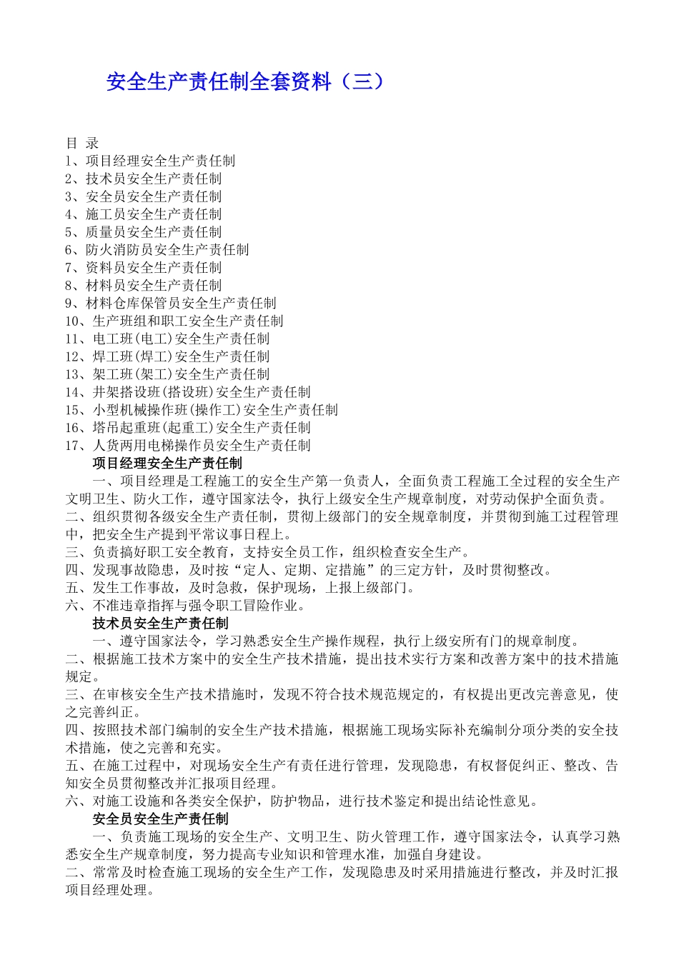 2025年安全生产责任制全套资料_第1页