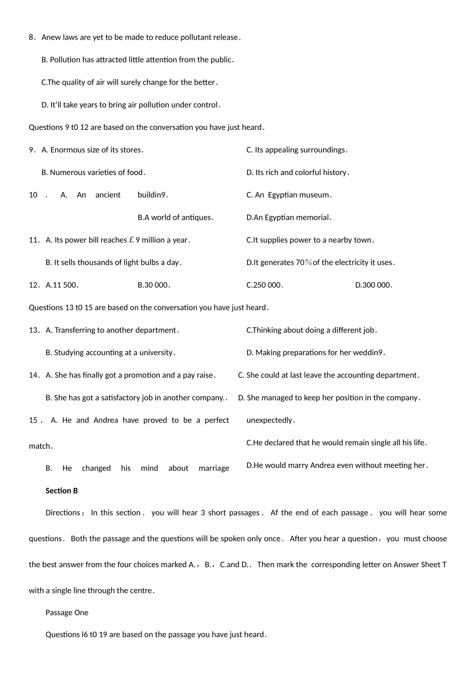 2025年大学英语六级考试真题及答案详解和听力原文第三套_第2页