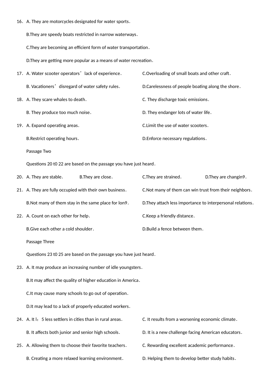 2025年大学英语六级考试真题及答案详解和听力原文第三套_第3页