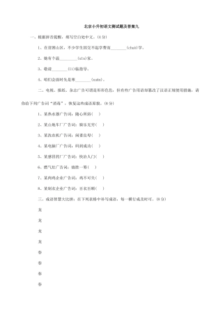 2025年北京市小升初语文模拟测试题九