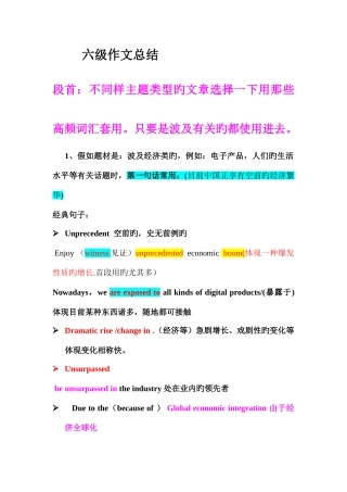 2025年六级作文句式与亮点词汇总结