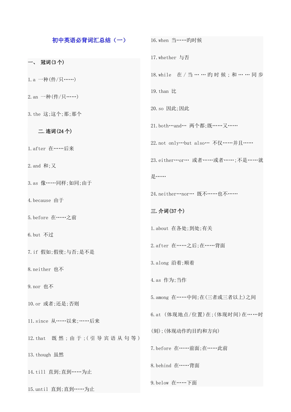 2025年初中英语必背词汇大全汇编_第1页