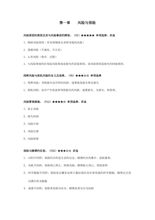 2025年保险学原理考点知识点
