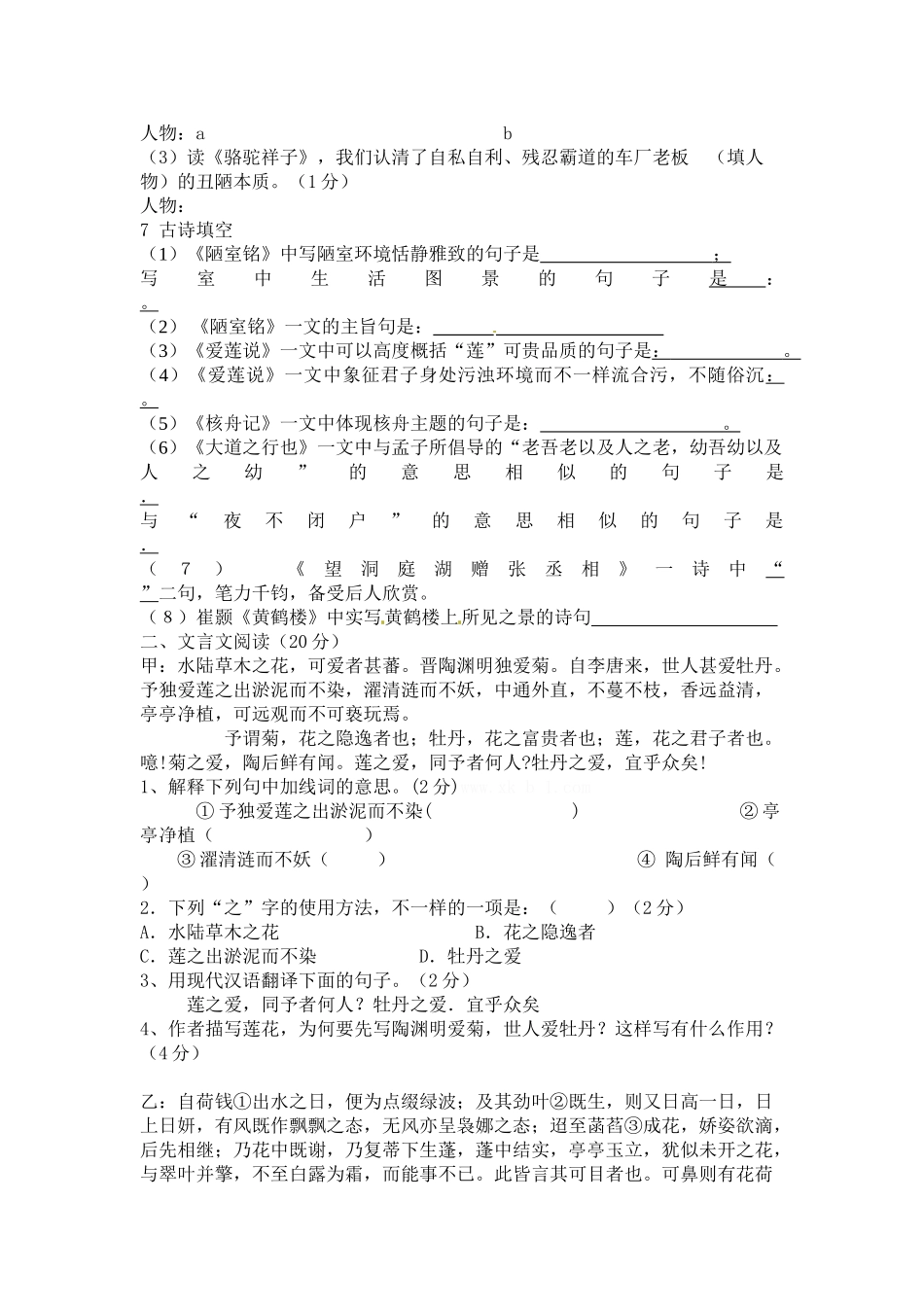 2025年八年级语文上学期知识点阶段训练_第2页