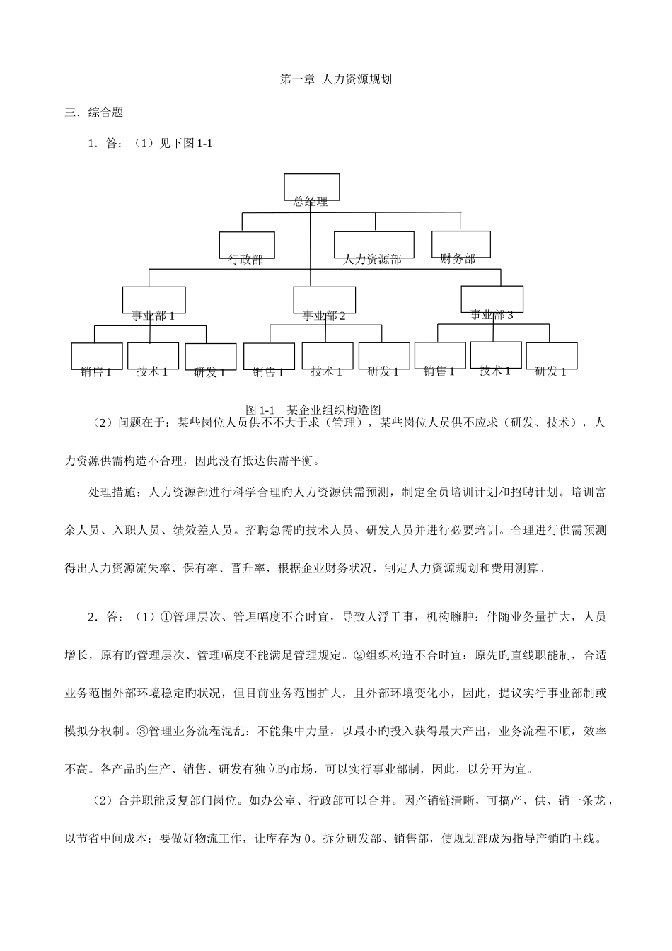 2025年二级人力资源管理师应试题库综合题答案_第1页
