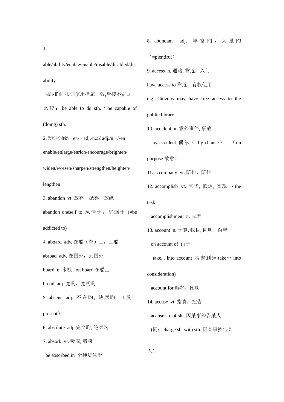 2025年专升本英语核心词汇_第1页