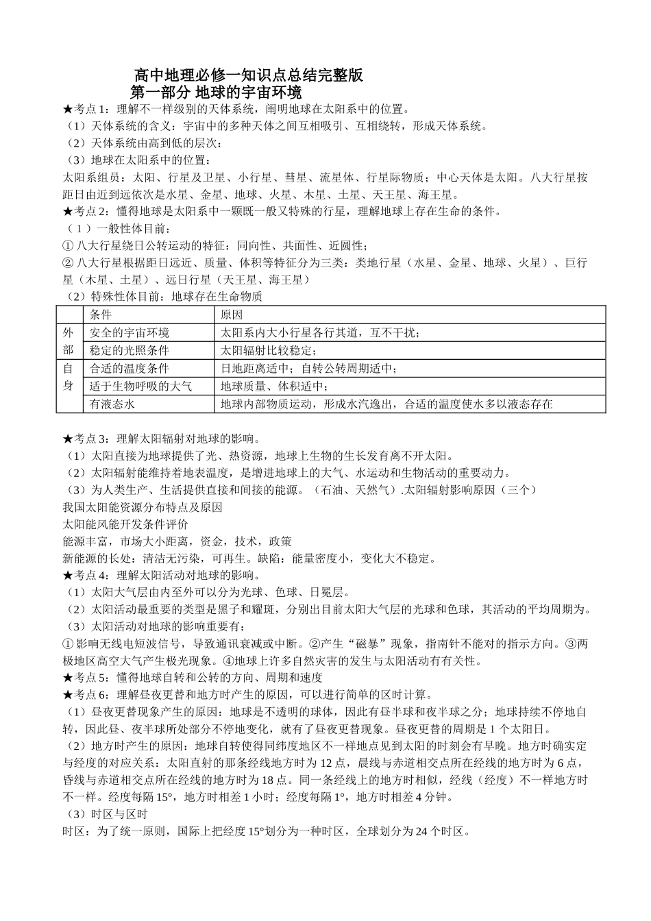2025年完整高中地理必修一知识点总结_第1页