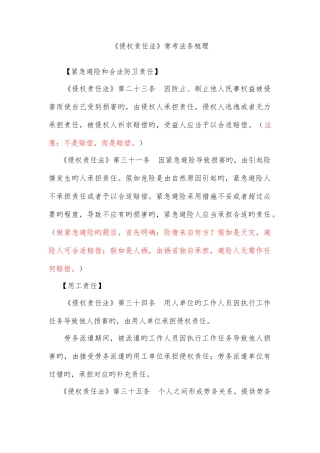 2025年侵权责任法常考知识点