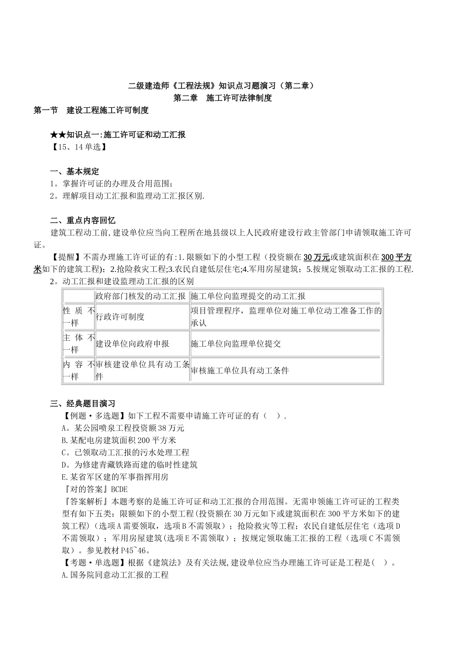 2025年二级建造师《工程法规》知识点习题演练_第1页