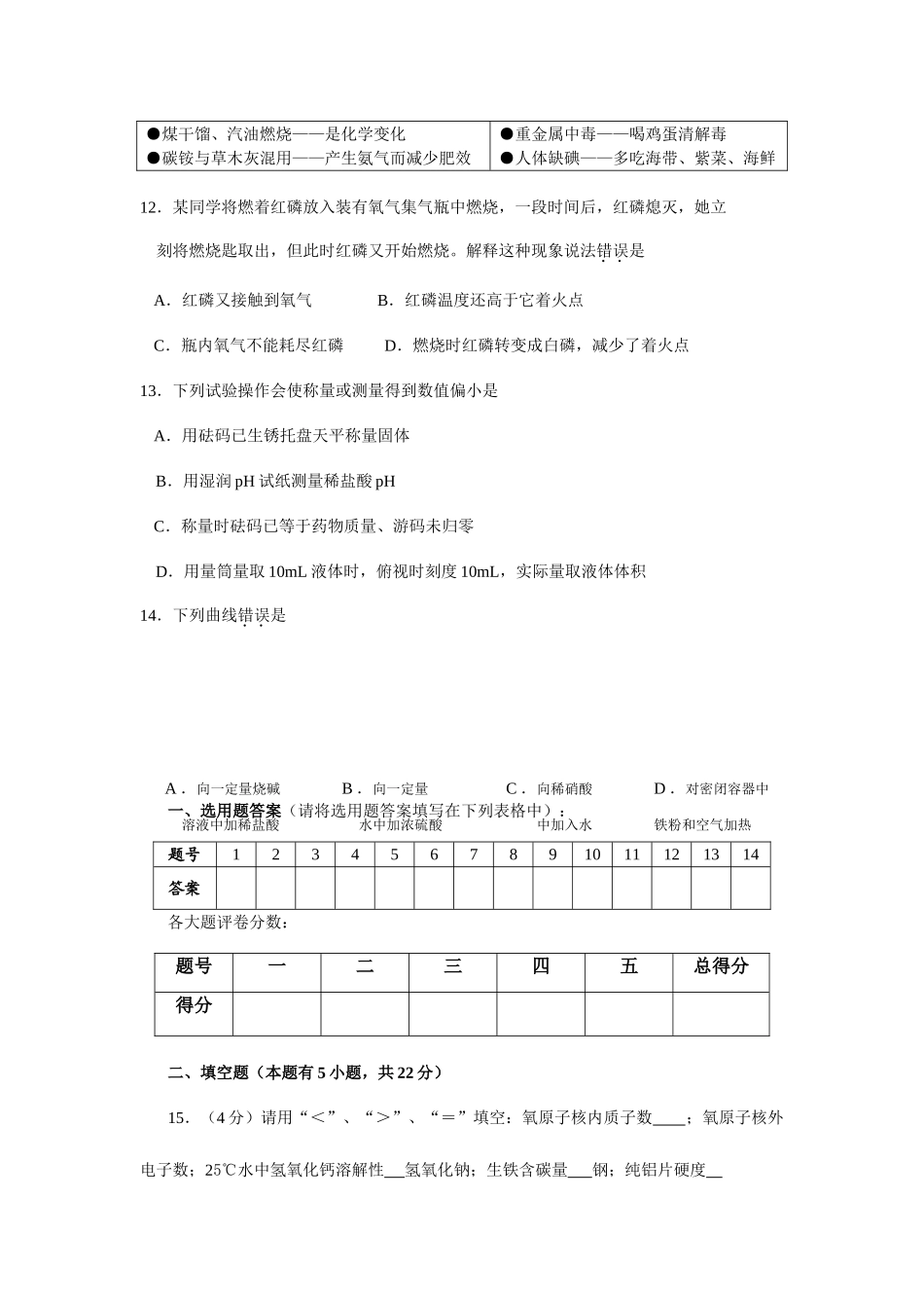 2025年全国初中第二十届天源杯化学竞赛肇庆市初赛题_第3页