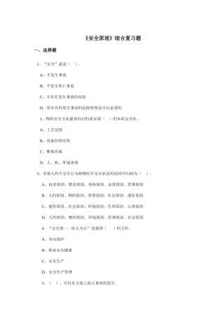 2025年安全原理综合复习资料适用课程考试