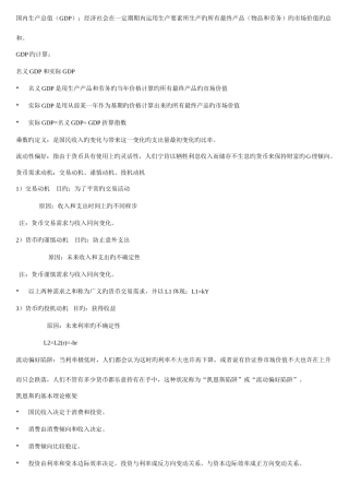 2025年宏观经济学必背概念