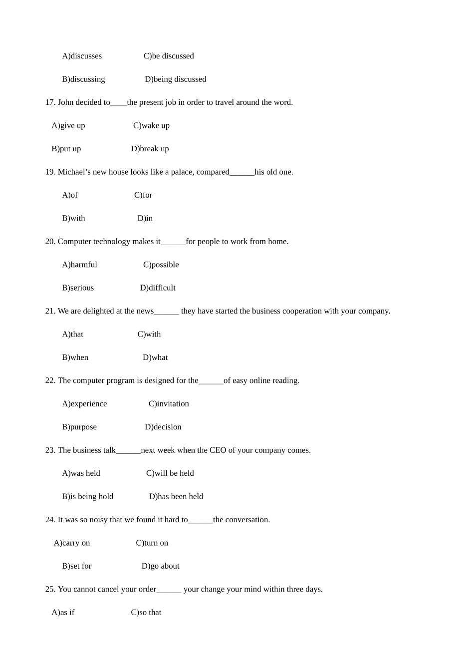 2025年大学英语应用能力考试试题及答案_第3页