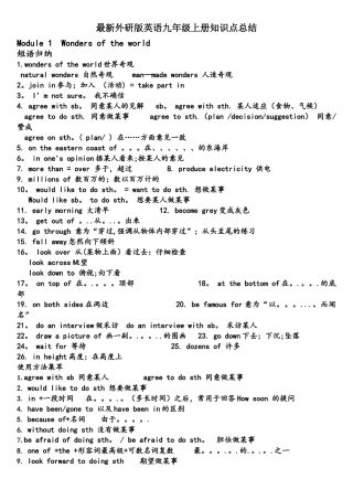 2025年外研版英语九年级上册知识点总结