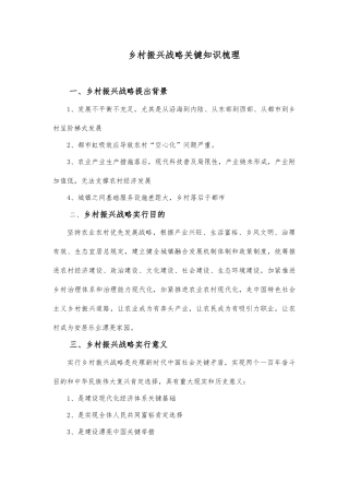 2025年乡村振兴战略知识要点