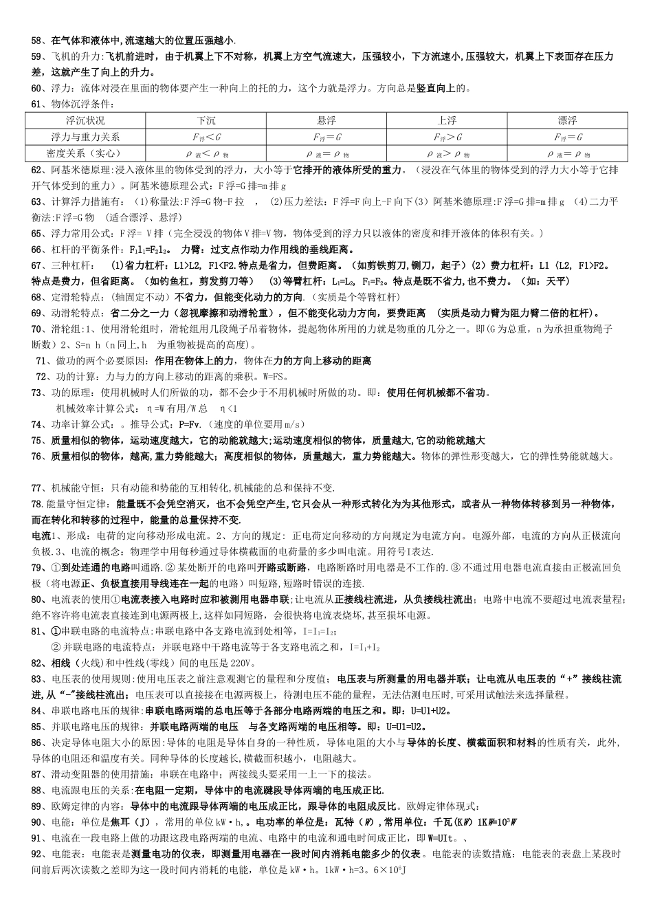 2025年沪科版中考物理必背知识点总结复习提纲_第3页