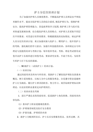 护士分层次培训计划
